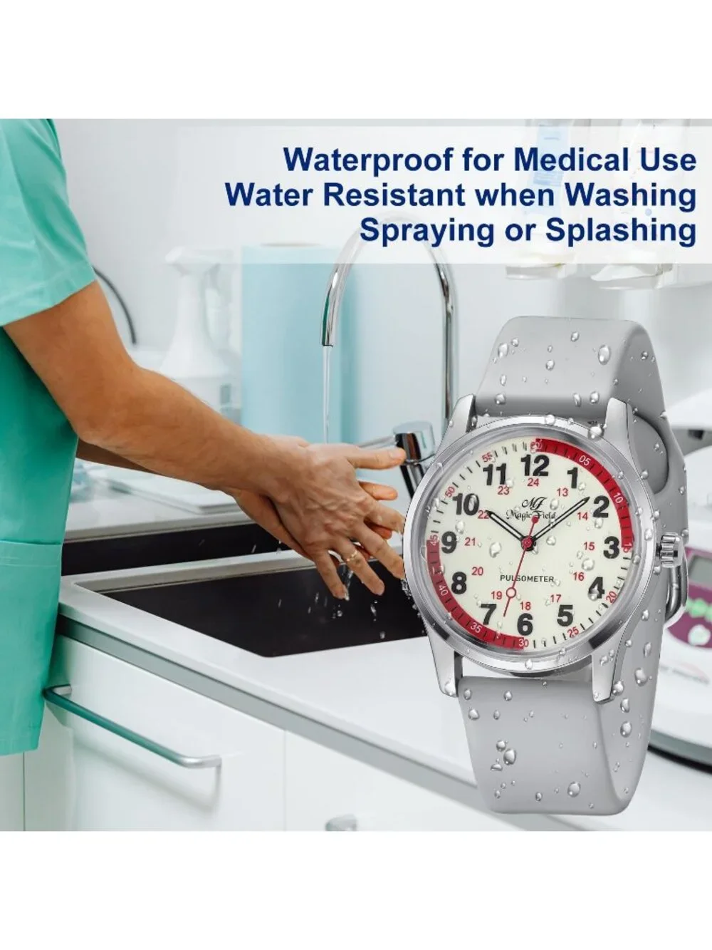 Women's Silver Grey Easy to Read Military Time Waterproof Luminous Wrist Watch